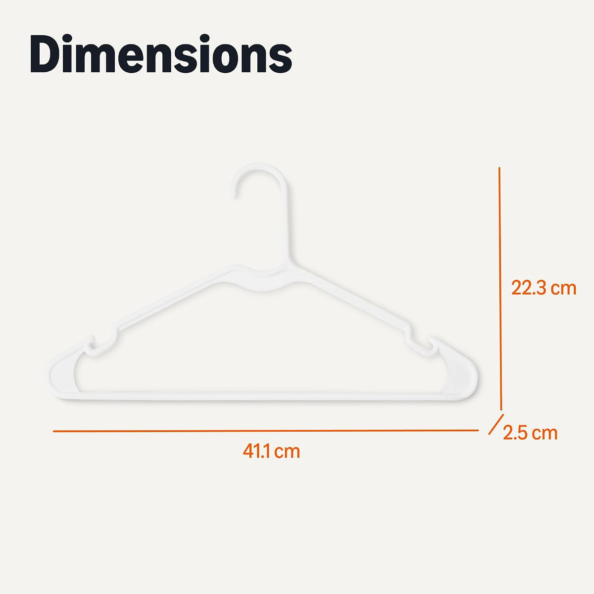 Amazon Basics Plastic Clothes Hangers, Adult Size, White, Pack of 50