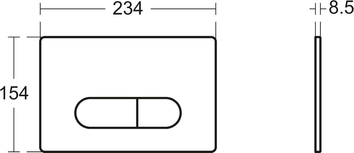 Ideal Standard Oleas Toilet Flush Plate, Dual Flush Technology via Mechanical Release, Easy Operation and Durable Design (Square/Round) – White (234x8.5x154 mm)