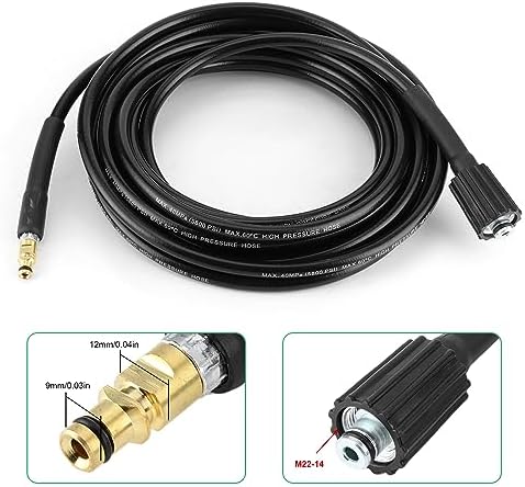 40MPa/5800PSI Auto Washer Hose High Pressure Water Cleaning Rubber Pipe Fit for Karcher K2 K3 K4 K5 Pressure Washer Hose (8 meters)