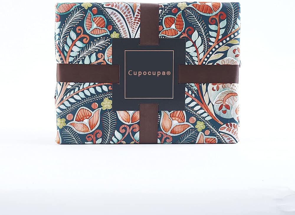 Cupocupa Duvet Cover King Size Set Boho Floral Pattern King Duvet Cover Set for King Size Bed Vintage Soft Bedding Leaf Print Paisley Duvet Cover with Pillowcases