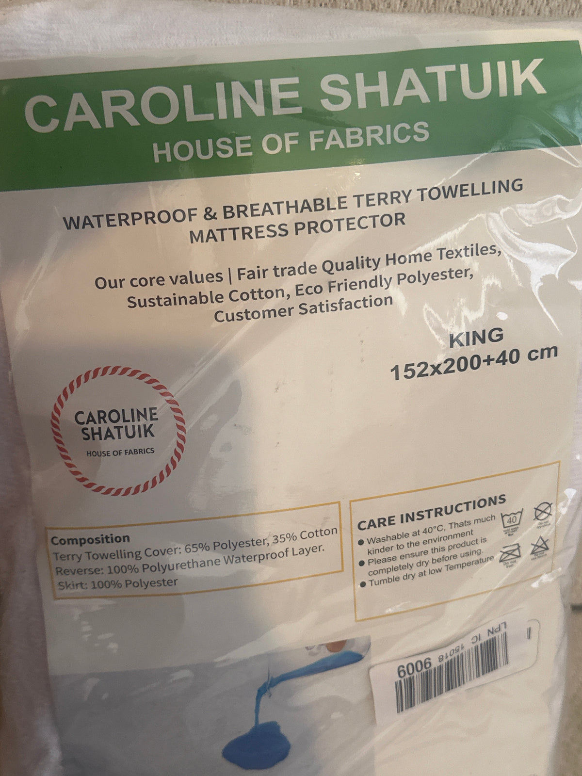 Caroline Shatuik Waterproof Mattress Protector King |40cm Extra Deep Fitted King Size Waterproof Bed Protector Topper | Non Noisy & Breathable Mattress Cover King Size Bed(152 X 200 +40CM)