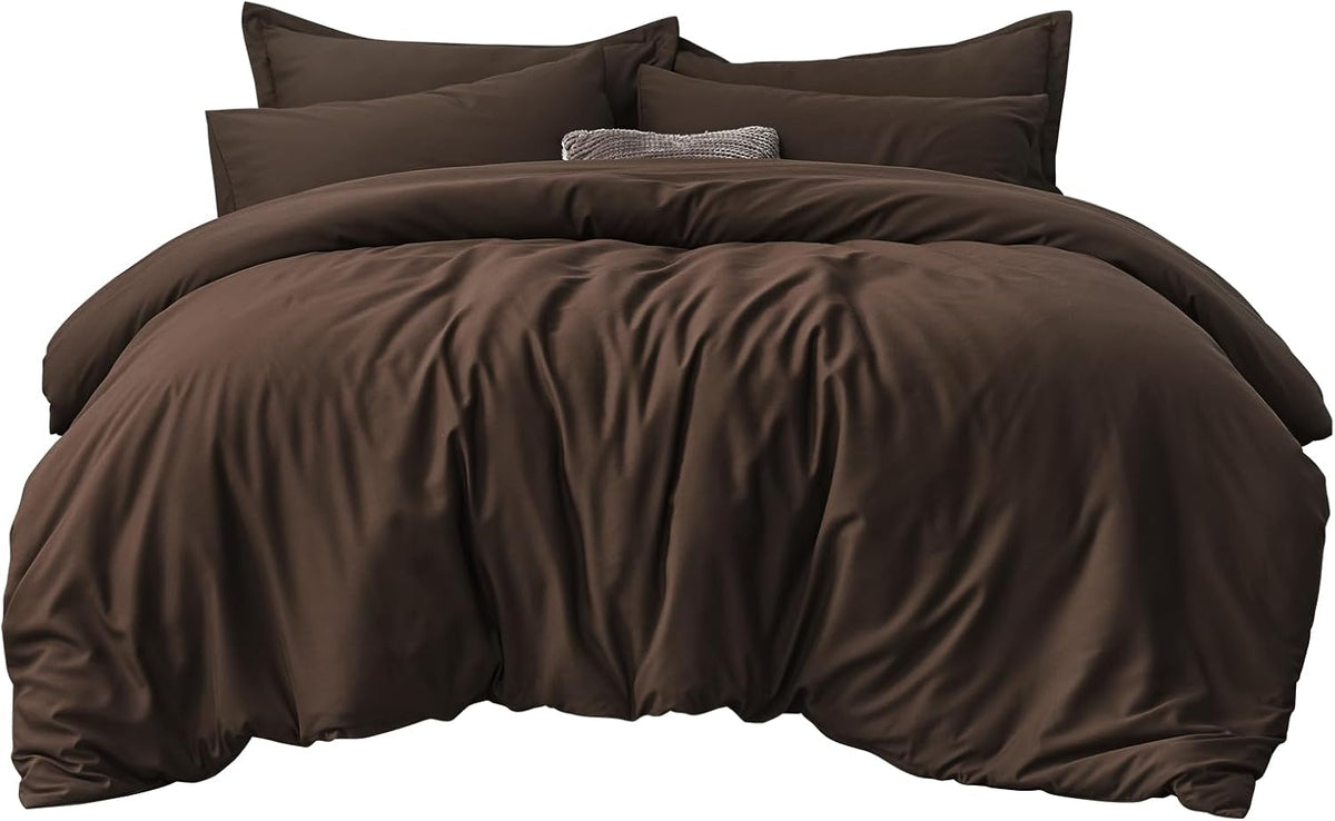 Aisbo Double Duvet Cover Set Grey, Brushed Microfiber Bedding Set