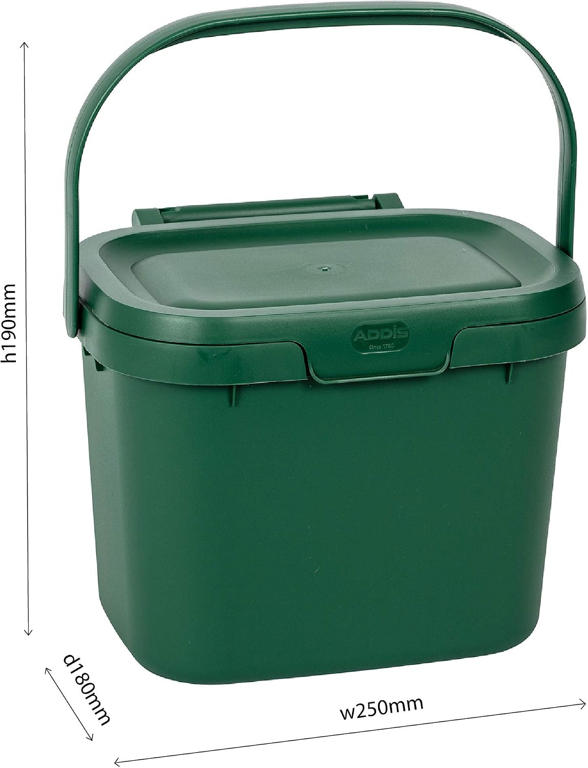 Addis 518251 Everyday Kitchen Food Waste Compost Caddy Bin, 4.5 Litre, Sliver, Metallic Silver