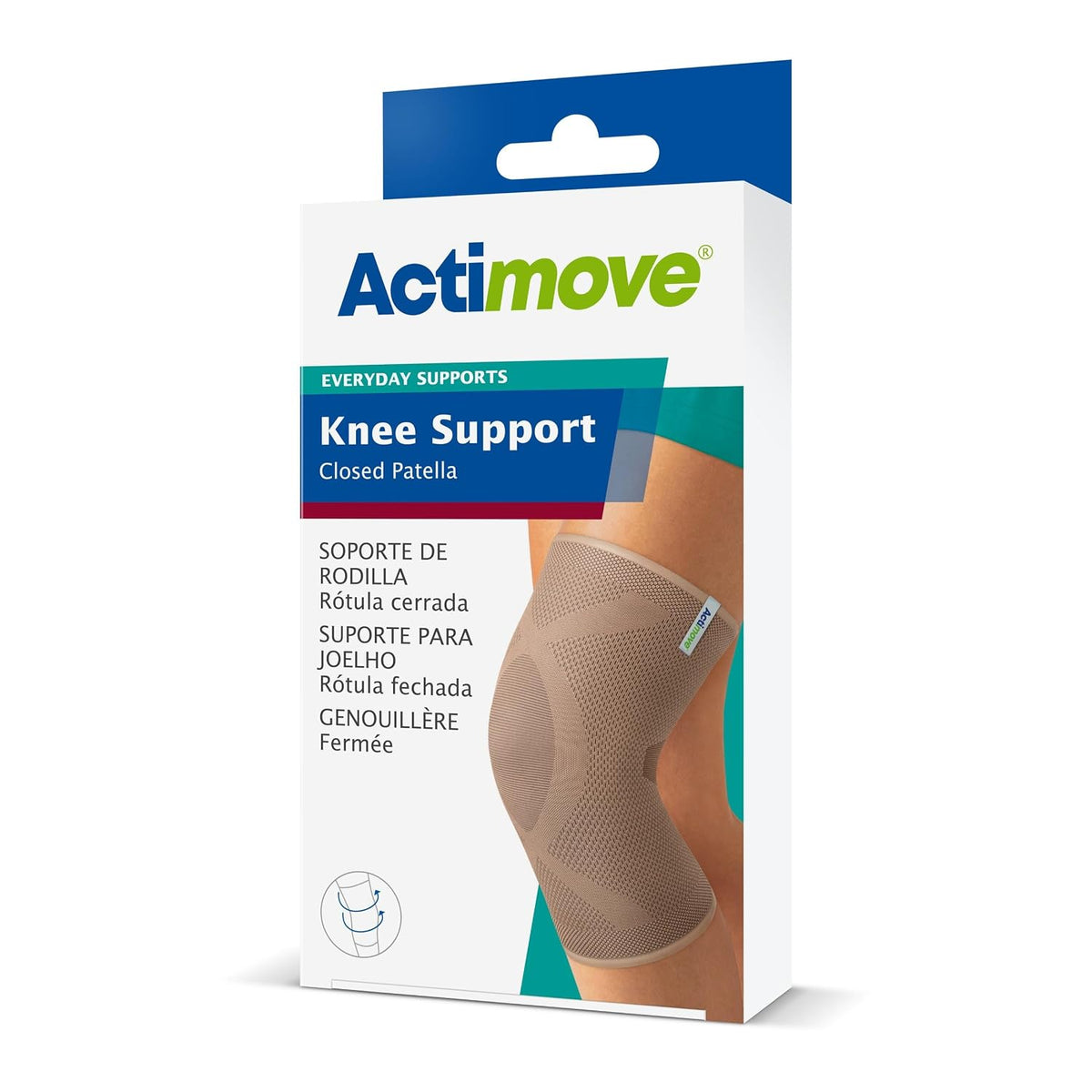 Actimove Everyday Supports Knee Support Closed Patella for Men and Women XLarge– Helps with Pain Relief and Swelling – For Chronic Knee Pain and Overuse Knee Injuries – Left/Right Wear – Beige, XLarge