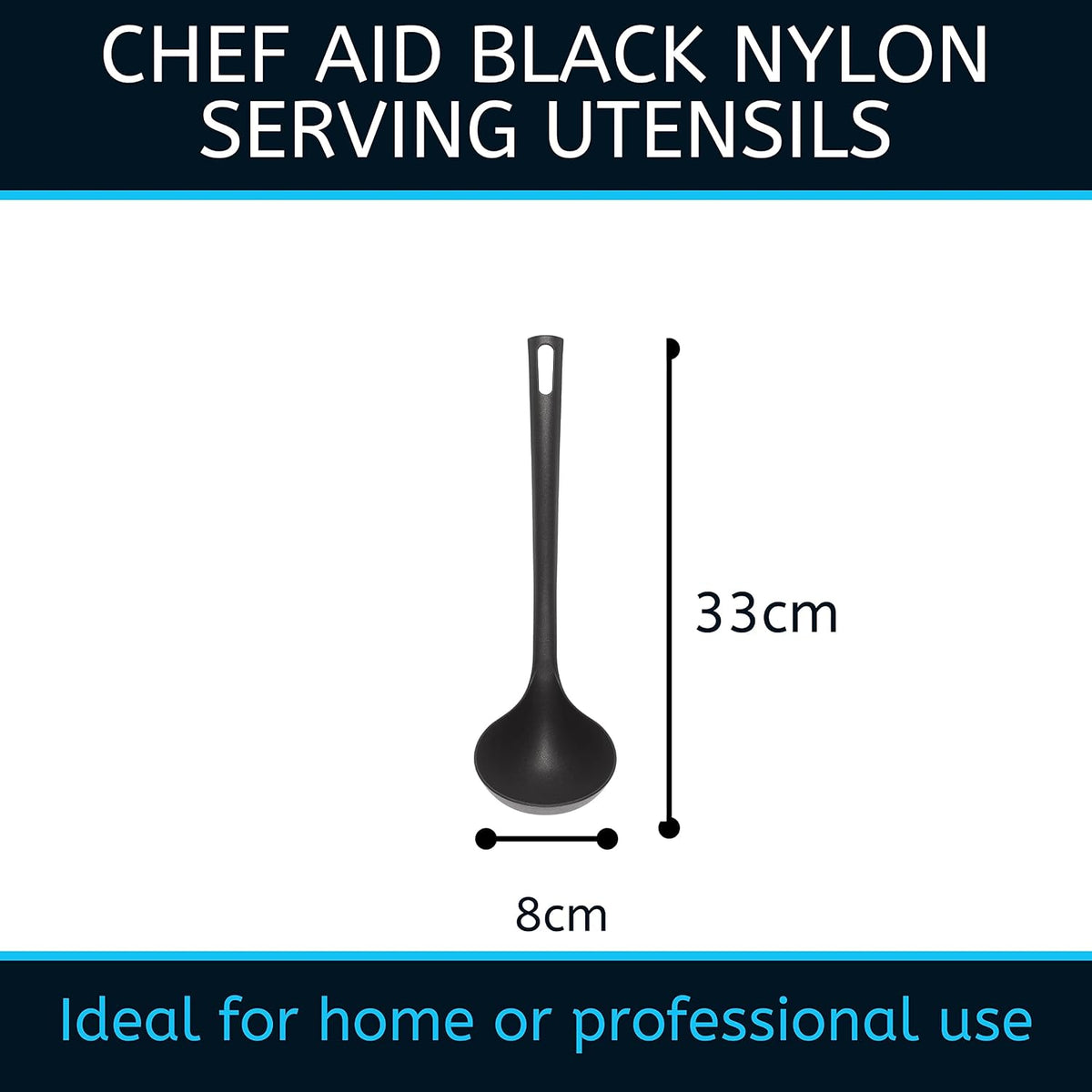 Chef Aid Black Nylon Ladle, BPA Free Kitchen Utensil for Non-Stick Cookware