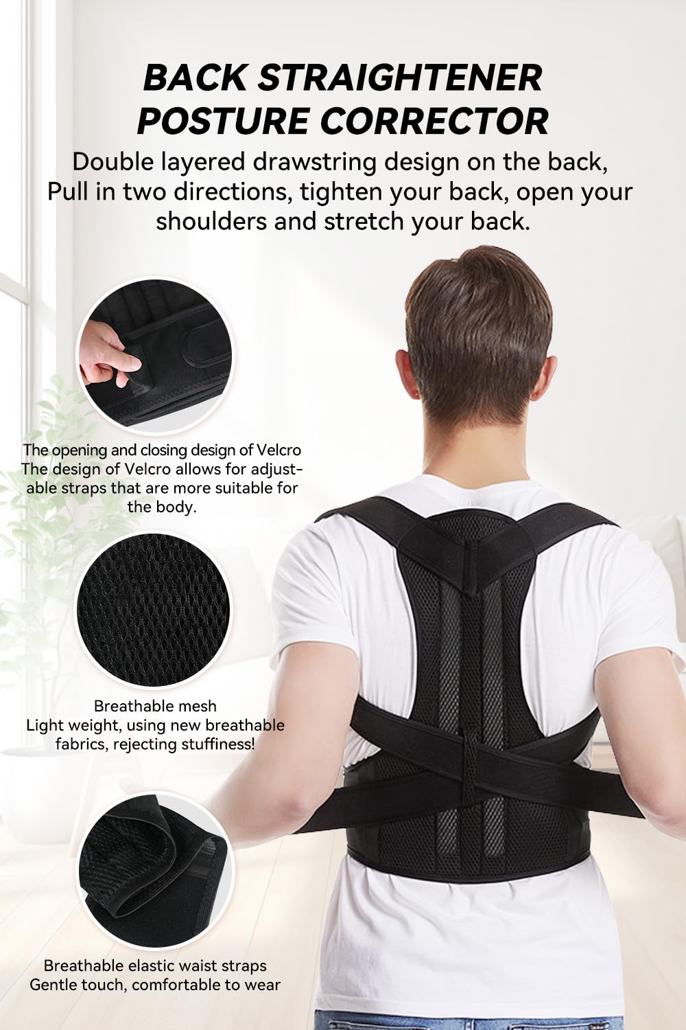 Posture Corrector Women and Men, Breathable Back Support Belt for Neck Shoulder Pain Relief