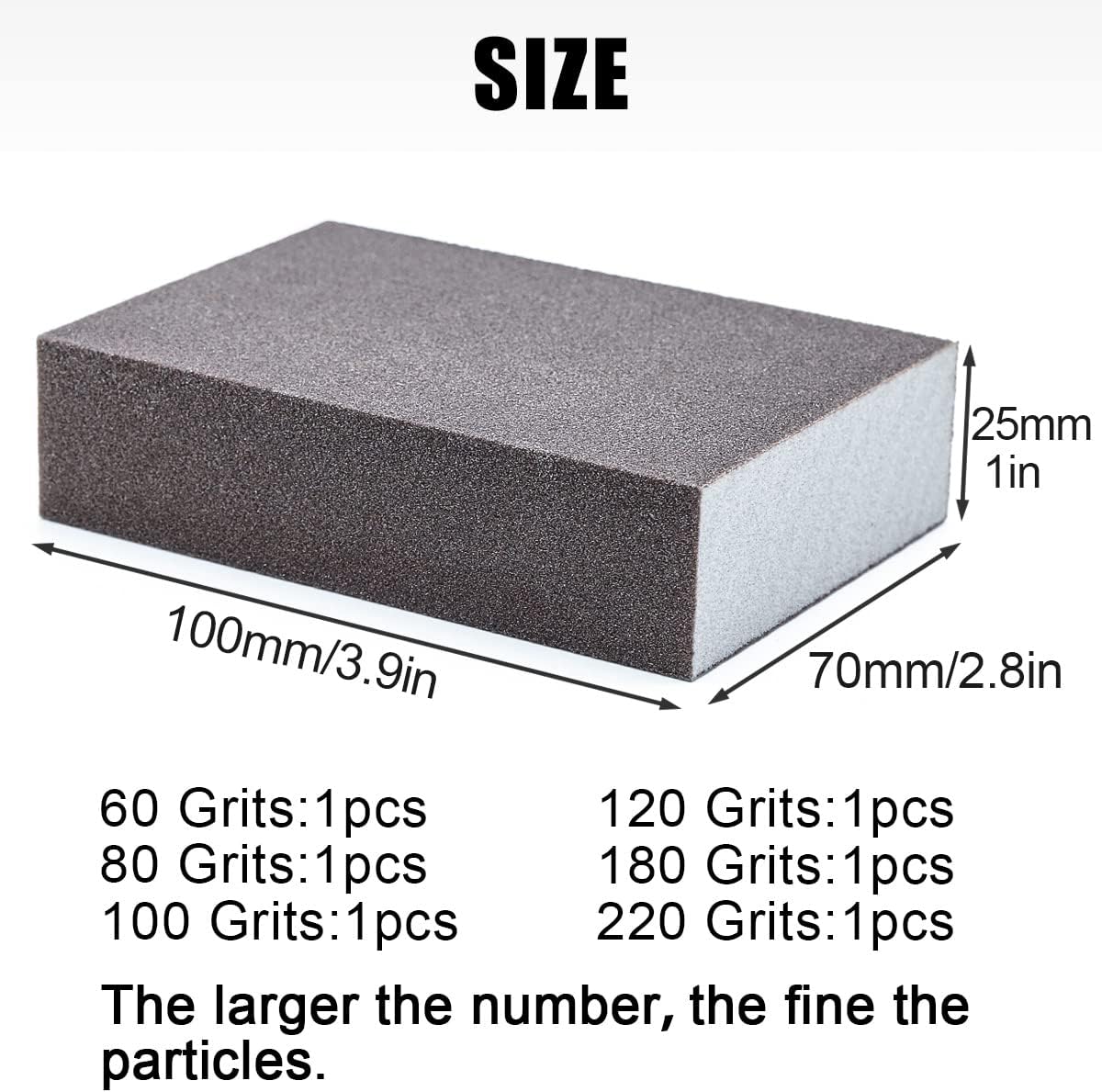 6pcs Sanding Blocks, Sanding Sponges-6 Different Specifications for Softwood, Paint on wood, Metal, Wall Polishing, Accessories Hand Sanding