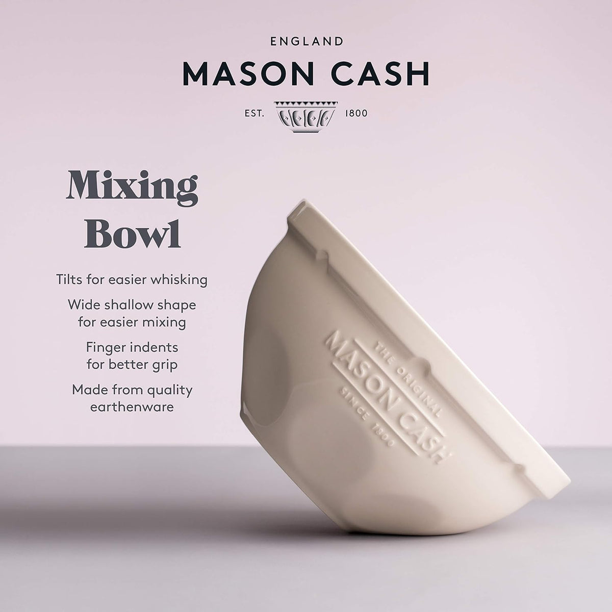 Mason Cash Innovative Kitchen Tilt Mixing Bowl | Dual-Function Stoneware Bowl for Easy Whisking & Baking | Smart Design for Better Mixing Performance