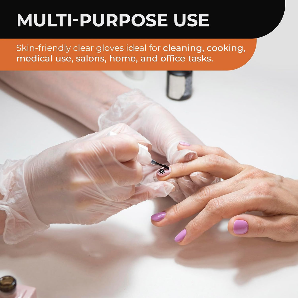 Clear Vinyl Gloves, 100 Count, Clear Disposable Gloves (100, Large)