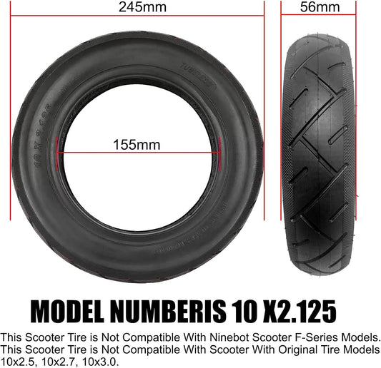10 Inch Electric Scooter Tyres 10 x 2.125, Scooter Inner Tube and Tyre, Front/Rear Tires for Xiaomi Wheel Inflatable Tires Replacement