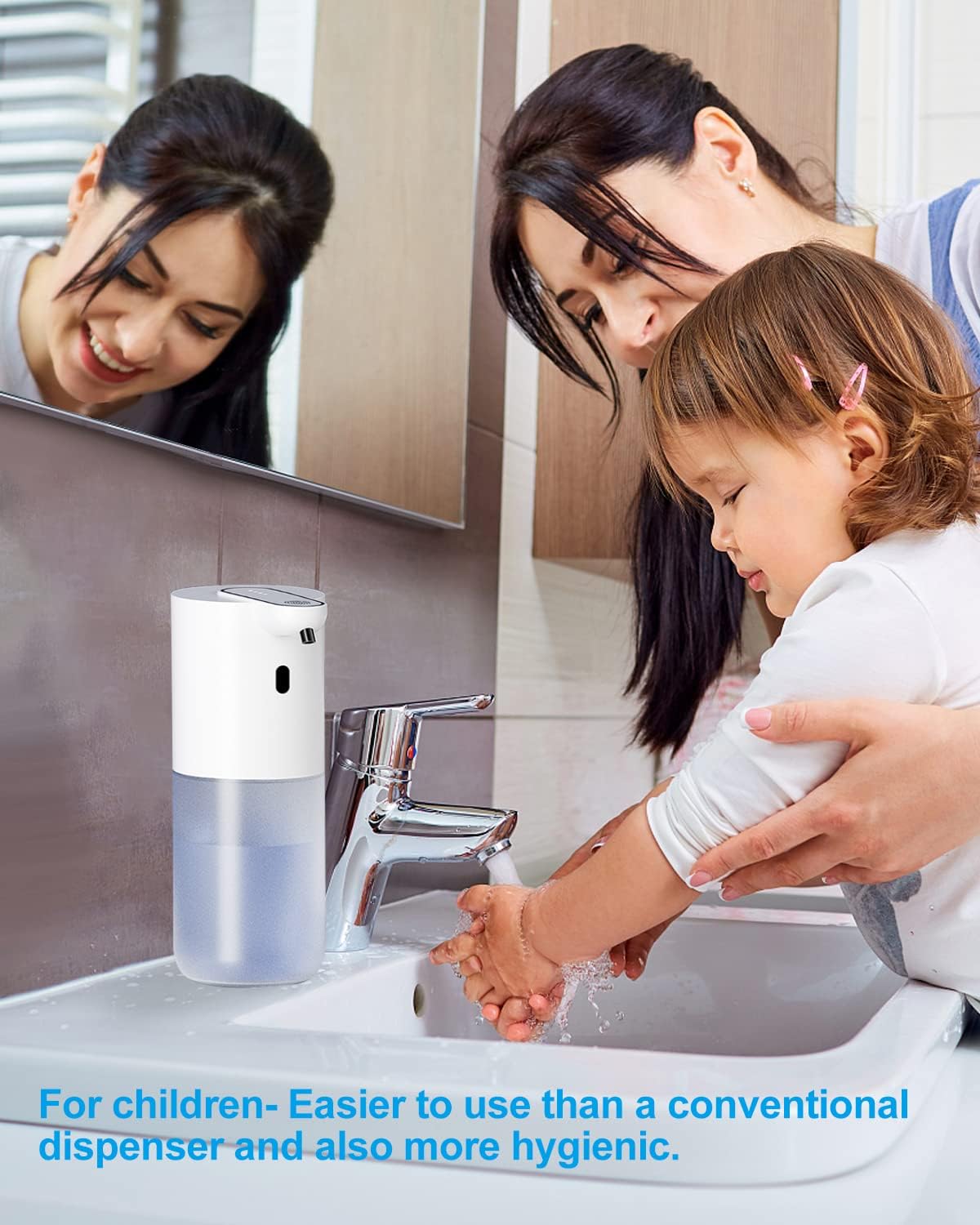 Automatic Soap Dispenser & 400 ML Rechargeable Non-Touch with 4 Adjustable Foam Quantity for Wall Mounting with Infrared Motion Sensor - Automatic Cleaning, White