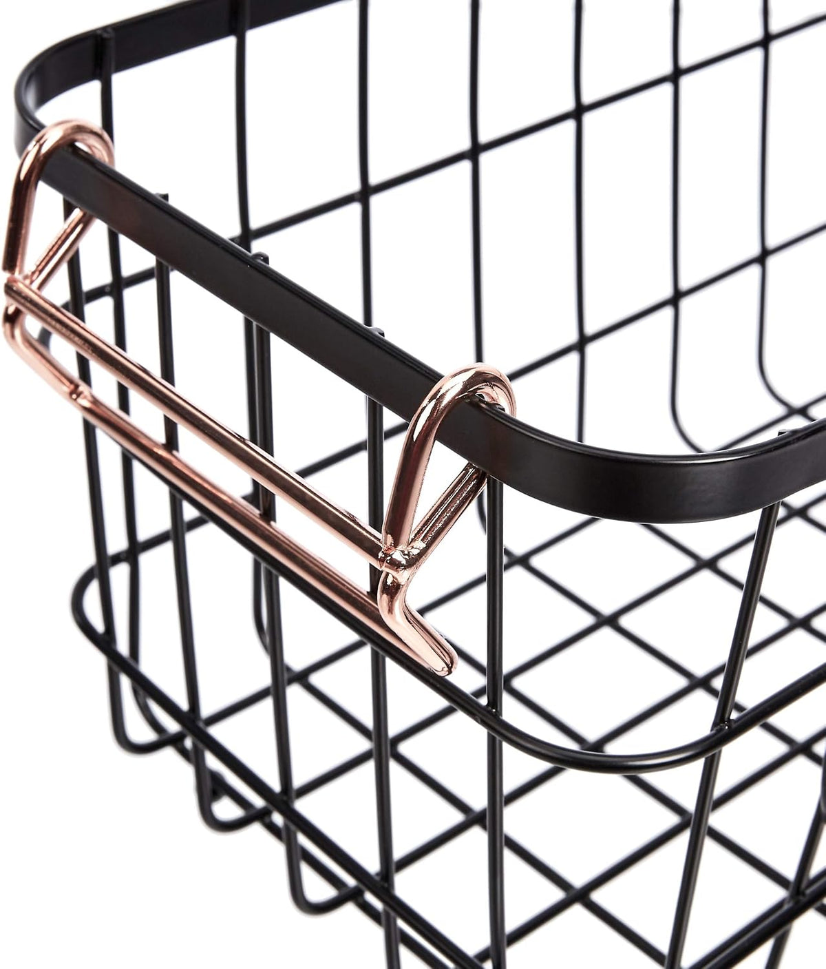 Amazon Basics Stackable Metal Storage Baskets for Kitchen or Bathroom, Rectangular, 2 Pack, 16.3 x 31 x 14.1 cm, Black