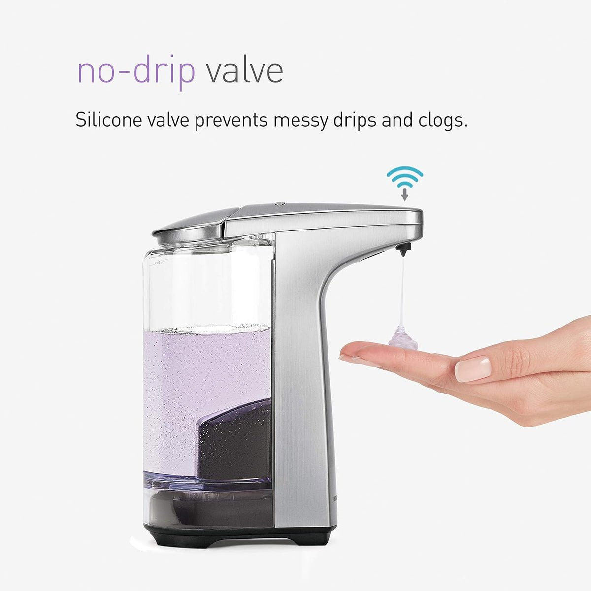 simplehuman ST1018 237ml Automatic Hand Motion Liquid Soap Dispenser, Volume Control, White Plastic