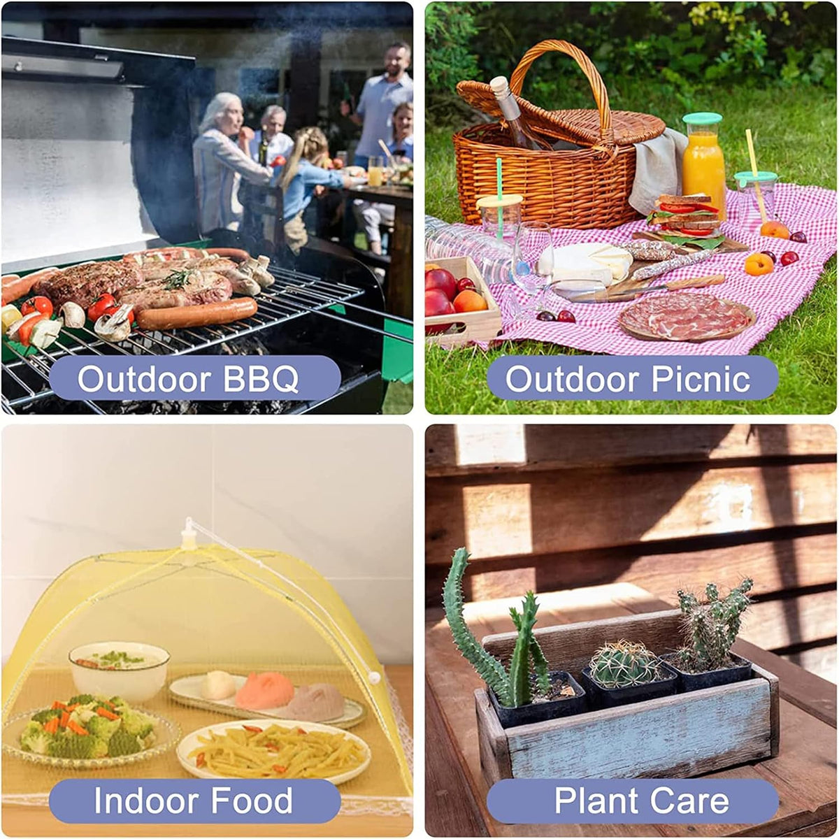 3 Pack Food Covers Mesh Nets Tents Foldable Umbrella Pop up Net Dome Outdoor Food Storage Protector Collapsible Domes for Fruit Dish Picnic Outside Fly Mosquitoes Bugs - 14 Inch