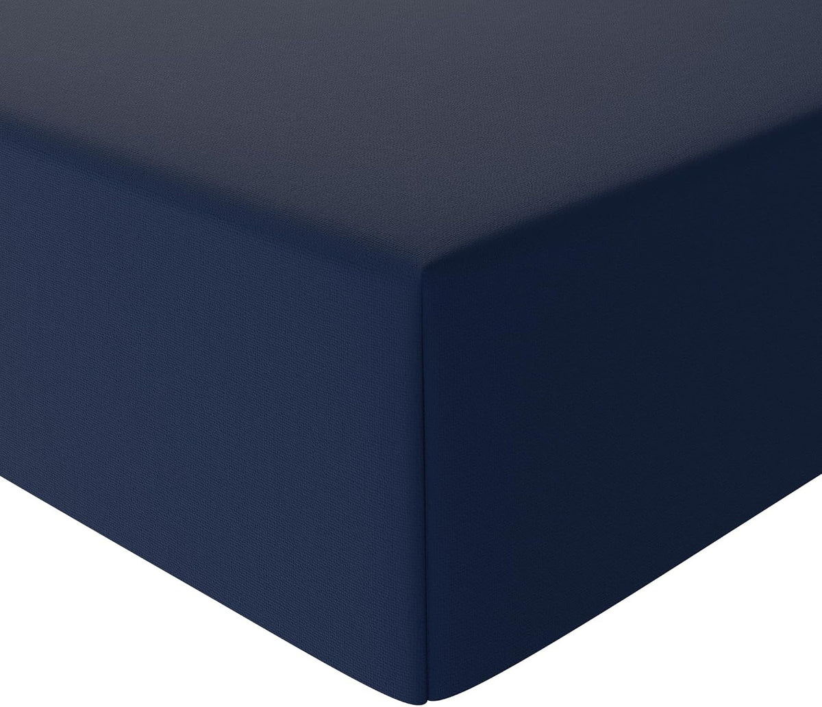 Amazon Basics Soft Microfibre Single Fitted Sheet with 30 cm Deep Pocket, 90 x 190 cm, Navy Blue