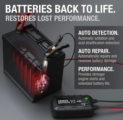 NOCO GENIUS10: 10A 6V/12V Smart Battery Charger – Automatic Maintainer, Trickle Charger & Desulfator with Overcharge Protection & Temperature Compensation – For Lead-Acid & Lithium Batteries
500+ bought in past month