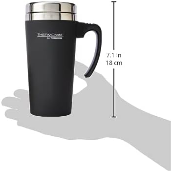THERMOcafè by THERMOS 420 ml Plastic and Stainless Steel Soft Touch Travel Mug, Black