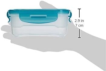 Amazon Basics Air-Locked Leak-Proof, Stackable & Airtight Fridge/Freezer Containers with Lids, BPA-Free Plastic, Microwave and Dishwasher Safe 3-Piece Food-Storage Set, 3 x 0.6 liter, Light Blue