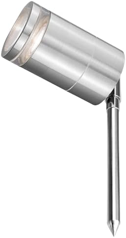 4lite Marinus Outdoor Spike Light (Stainless Steel) Rust Free IP65 Rated Garden Single Spot Light Supplied with Smart GU10 Bulbs - 4L2/7002-4Yr Guarantee