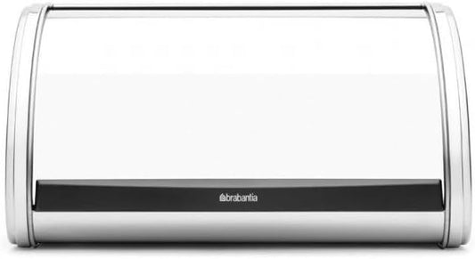 Brabantia - Roll Top Bread Bin Medium- Canister for 1 Loaf of Bread - Extra Storage Space due to Flat Top - Keeps Content Fresh - Kitchen Storage Box - Steel - Brilliant Steel - 31.6 x 26 x 17 cm