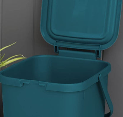 Addis 519354 Kitchen Recycling & General Storage bin 18 litres Stackable Food Waste Organiser Caddy with Clip lock lid & carrying Handle, Deep Teal Green