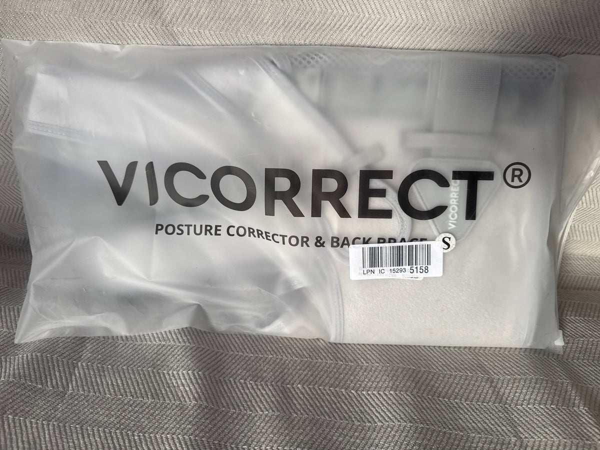 Vicorrect Posture Corrector for Women and Men: Back Brace Support - Shoulders Straightener Relieve Upper Back Pain (Gray, Small)
