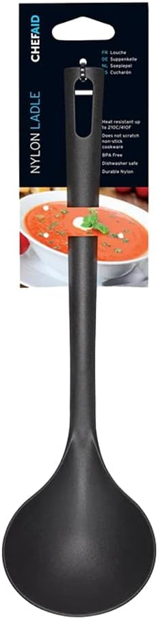 Chef Aid Black Nylon Ladle, BPA Free Kitchen Utensil for Non-Stick Cookware