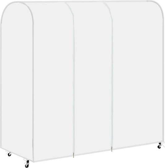 3.6ft Garment Clothes Dustproof Clothes Cover,Clothes Garment Rail Waterproof Clothes Protective Covers With Zipped Cover Clear Protective Zip Over Cover for Garment Hanging Coat Racks