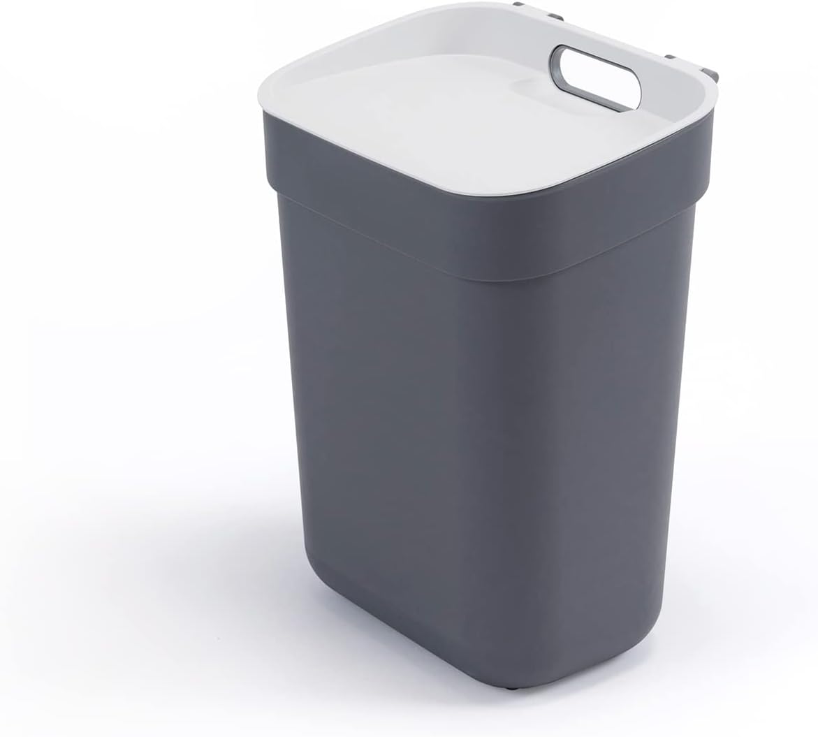 Curver Ready to Collect 100% Recycled 10L Kitchen Accessories Recycling Lift Top Bin Dark Grey Light Grey Lid