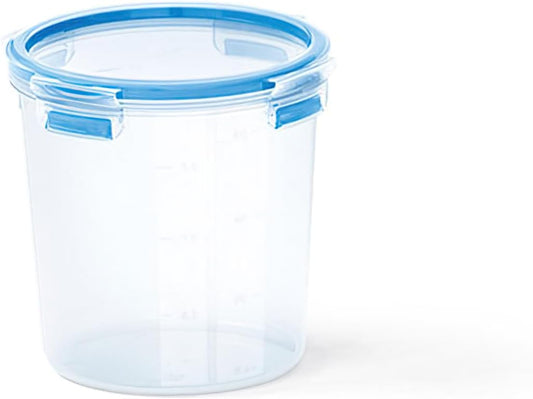 Emsa 508553 Clip & Close round food storage container 2.0 litres, transparent/blue