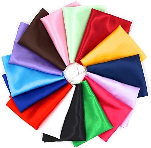 15pcs 25 * 20cm Silky Satin Patchwork Fabric Bundle Quilting Wedding Table Decor in 15 Solid Color