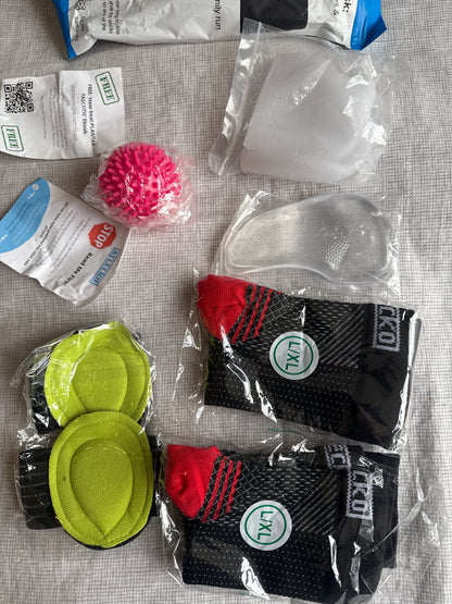 Atlecko Plantar Support & Relief Socks Kit - 11-Pieces, 2 PAIRS Plantar Fasciitis Socks - Comfortable Quality Compression (S/M)