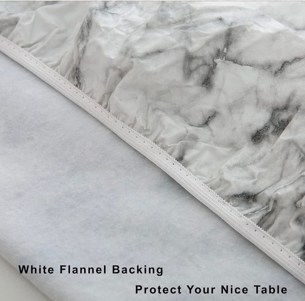 GRISHA Waterproof Round Tablecloth,Elastic Edged Fitted,Oilcloth,PVC,Wipeable,Outdoor circular plastic cover. (Grey Marble, 114x142cm)