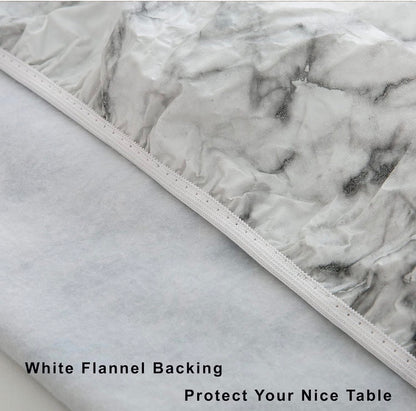 GRISHA Waterproof Round Tablecloth,Elastic Edged Fitted,Oilcloth,PVC,Wipeable,Outdoor circular plastic cover. (Grey Marble, 114x142cm)