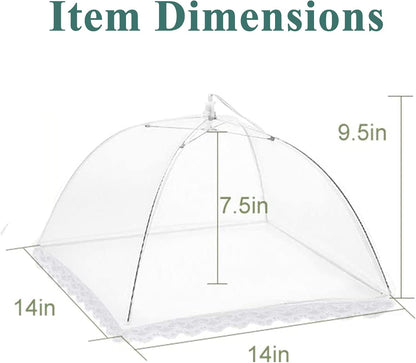 3 Pack Food Covers Mesh Nets Tents Foldable Umbrella Pop up Net Dome Outdoor Food Storage Protector Collapsible Domes for Fruit Dish Picnic Outside Fly Mosquitoes Bugs - 14 Inch
