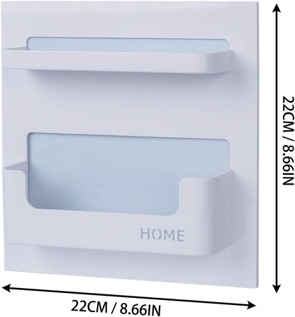 Bedside Shelf - Stick On Wall Mounted Bed Room,Dorm,Office Adhesive Floating Caddy Organizer/Holder for Phone,Glasses,Remote Control,Keys,Pens - Plastic Material- White(Type A