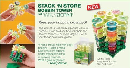 Clover Stack n Store Bobbin Tower, Elastomer, Green, 1 (package may vary), 3.5"X3.75"