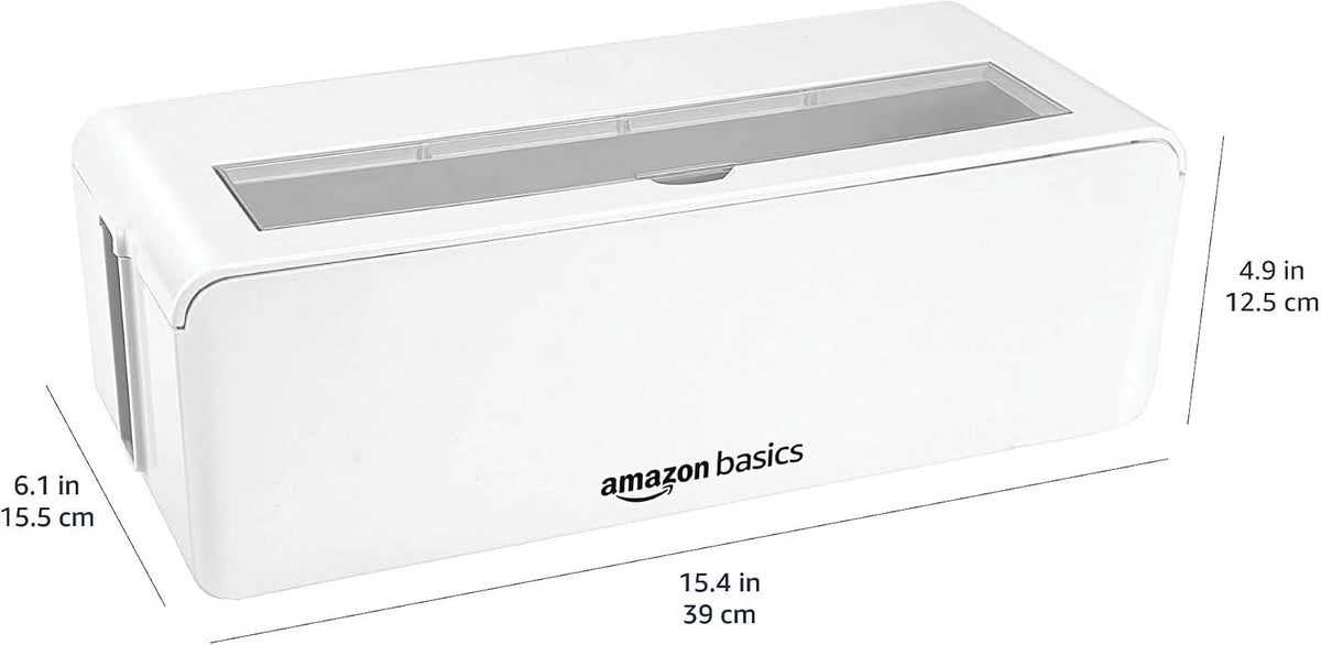 Amazon Basics Cable Tidy Box for hiding and organizing Cables, Large, White