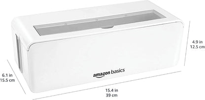 Amazon Basics Cable Tidy Box for hiding and organizing Cables, Large, White