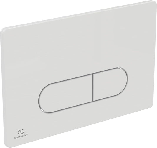 Ideal Standard Oleas Toilet Flush Plate, Dual Flush Technology via Mechanical Release, Easy Operation and Durable Design (Square/Round) – White (234x8.5x154 mm)