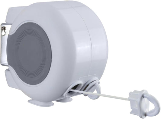 Metaltex Skomer Retractable Washing Line - Wall-mounted Double-line Outside Laundry Dryer with LDPE Coating - Perfect for Clothes, Towels, Duvets and Sheets - White, 30 Metres