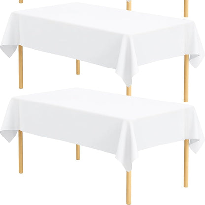 3 Pack White Table Cloth, 54x72 Inch Rectangle Table Cover for Party Dining Wedding, PEva Material Washable Tablecloth, White Table Cloths Rectangle, Paper Table Cloths