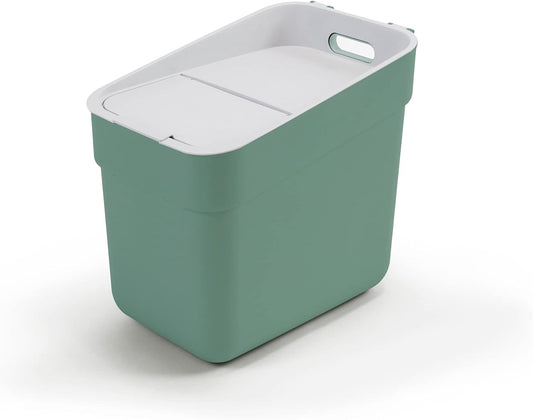 Curver Ready to Collect 100% Recycled 20L Kitchen Accessories Recycling Lift Top Bin Green with Light Grey Lid