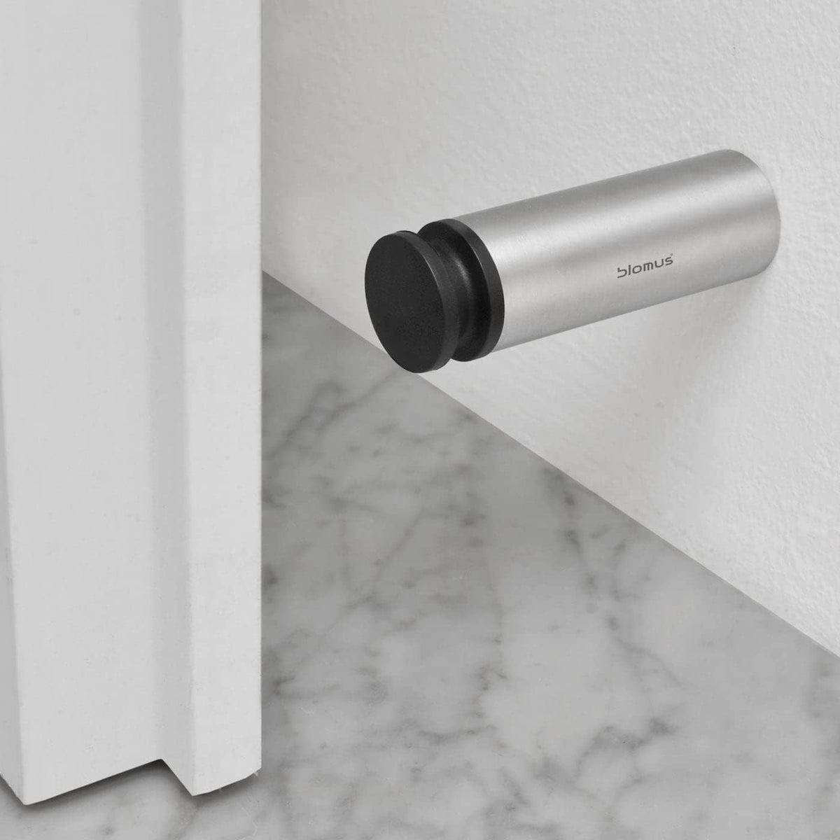 blomus 8 cm Stainless Steel/Plastic Entra Wall Mounted Door Stop, Silver/Black