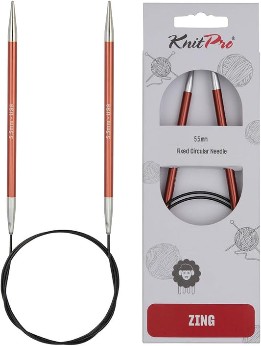 KnitPro Zing Fixed Circular Needles 16" (40cm) | Size 5.50mm