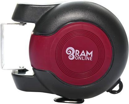 Ram® 30 metre Retractable Reel Clothes Lines Washing Line with Twin Cable - Wall Mounted Heavy Duty Clothes Dryer 2 x 15m Lines of Drying Space, Burgundy