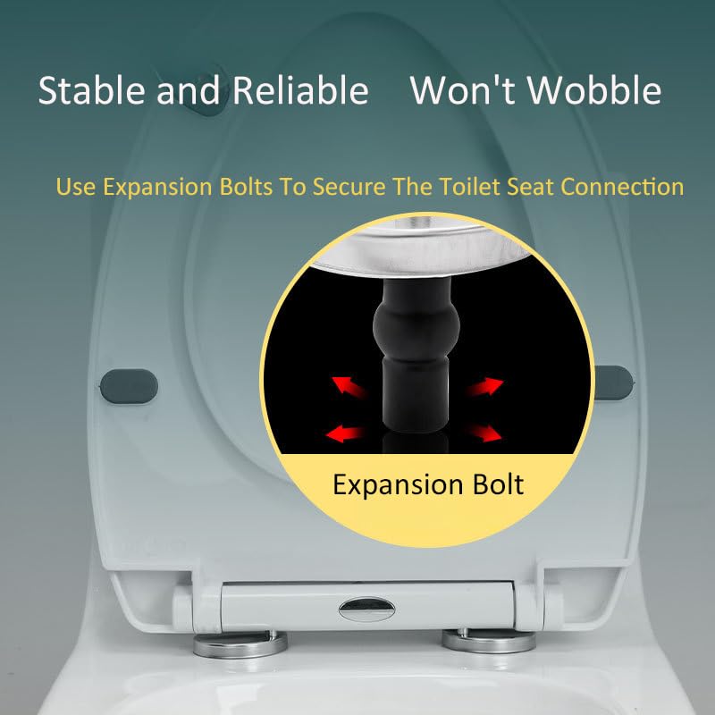 2Pcs Quick Release Toilet Seat Fixings, Universal Soft Close Hinge Replacement Kit with 2Pcs Rubber Expansion Bolts for Blind Hole WC Toilets, Stainless Steel Hardware