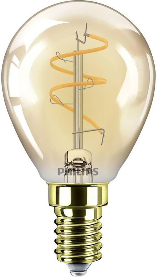 Philips Vintage Amber Spiral P45 Bulb, Dimmable, Flicker-Free, EyeComfort, 180 Lumen, Flame (1800 K), 2.7 W=15 W, E14 Base, 1-Pack