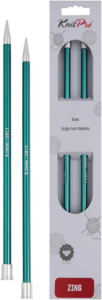 KnitPro Zing Single Pointed Needles 16" (40cm) | 8.00mm