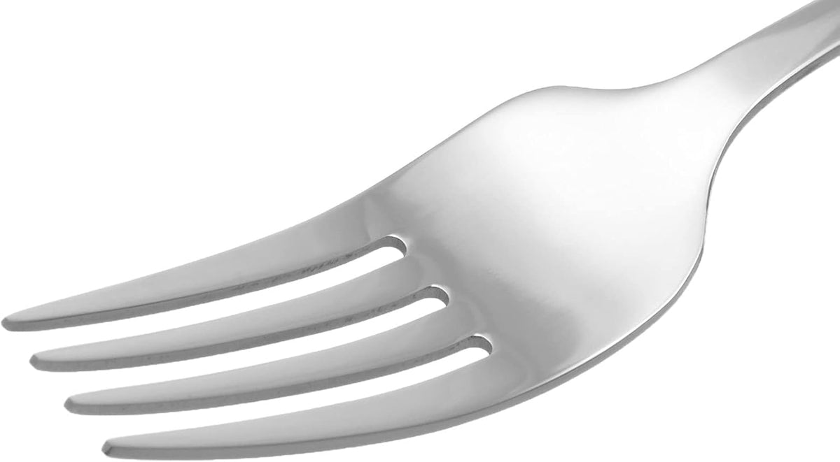 Amazon Basics Stainless Steel Dinner Forks with Round Edge, Dishwasher Safe, Pack of 12, Silver